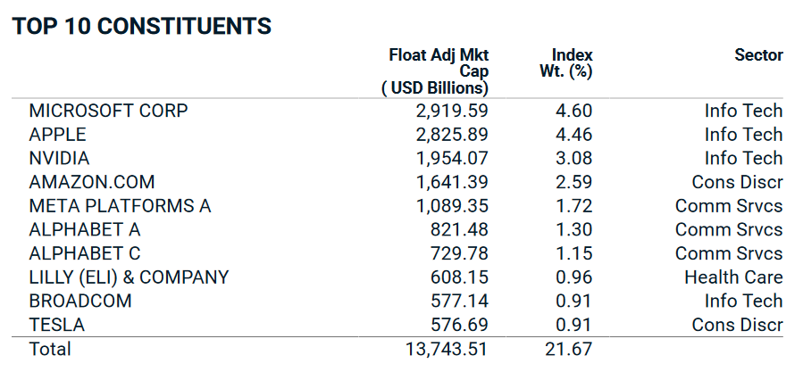 MSCI World Top 10 constituents